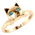 Anel Gatinho Olhos Topázio Azul - Prata 925 Dourada 18k