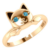 Anel Gatinho Olhos Topazio