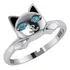 Anel Gatinho Olhos Topázio Azul Pura Prata 925 - Exclusivo