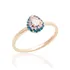 Anel Gota Quartzo Rosa Zircônias Semijoia Banhado Ouro 18  K