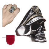 Anel Grande Prateado Caveira
