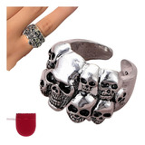 Anel Grande Prateado Caveira