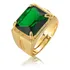 Anel Masculino Ajustável Banhado Em Ouro Verde Esmeralda