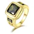 Anel Masculino Banhado Ouro Quartzo Verde Peridoto Quadrado