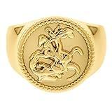Anel Masculino Medalha De São Jorge Aço Banhado Regulável Proteção Religião Fé Espada Dragão Umbanda (dourado)