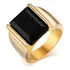 Anel Masculino Pedra Ágata Aço Inox Banho A Ouro 18 K 15 Mm