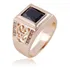 Anel Masculino Quadrado Banhado Ouro Em Rose Onix Negra