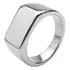 Anel Masculino Retangular Chapado Inox Preto Prata Dourado 