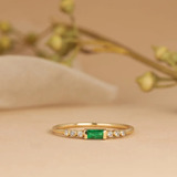 Anel Ouro Feminino Esmeralda