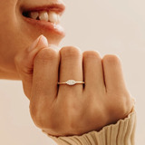 Anel Ouro Olho Cravejado Diamantes Brilhante Luxo Feminino