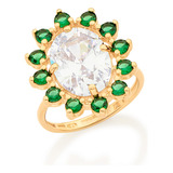 Anel Oval Com Zirconias