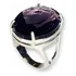 Anel Oval Cristal Cor Ametista Banhado A Prata 925