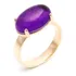 Anel Pedra Ametista Fusion Grande Oval Semijoia Ouro 18k