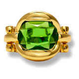 Anel Pedra Verde Lindo Folheado A Ouro