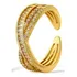 Anel Pedra Zirconia Festa Dourado Ajustável Folheado Luxo