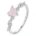 Anel Prata 925 Feminino Solitário Coração Quartzo Rosa Fino