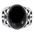 Anel Prata 925 Masculino Black Ônix Oval Elos De Corrente