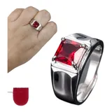 Anel Prata 925 Rubi