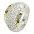 Anel Prata 950 Feminino 2 Filetes Ouro 12k Pave Pedras 12x