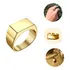 Anel Punk Liso De Aço Inoxidável Masculino Vintage Dourado