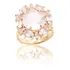 Anel Quartzo Rosa Zircônias  Semijoia Banhado A Ouro 18 K