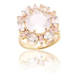Anel Quartzo Rosa Zirconias