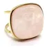 Anel Regulável Quadrado Pedra Quartzo Rosa Folheado À Ouro 