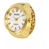 Anel Relógio Feminino Luxo Aço Inoxidável Dourado Analógico
