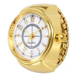 Anel Relógio Feminino Luxo Aço Inoxidável Dourado Analógico