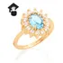 Anel Rommanel Formatura Flor Cristal Oval E Zircônias 511482
