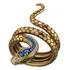 Anel Serpente Cobra Dourado Pedras Azul Ajustável