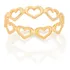 Anel Skinny Corações Folheado Ouro 18k Joia Rommanel 512867