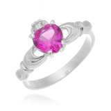 Anel Solitario Claddagh Rubi
