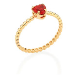Anel Solitario Cristal Vermelho