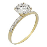 Anel Solitario Feminino Ouro