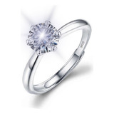 Anel Solitario Feminino Prata