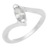 Anel Solitario Feminino Prata