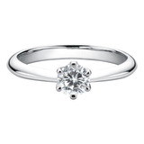 Anel Solitario Feminino Prata