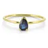 Anel Solitário Gota Ouro 18k Com Safira Azul Natural 6x4
