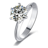 Anel Solitario Moissanite Prata