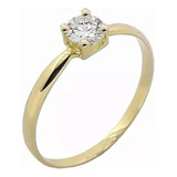 Anel Solitario Ouro 18k