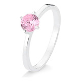 Anel Solitario Prata Feminino