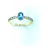 Anel Solitário Topazio Azul Natural E Diamantes Ouro 18k 