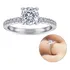 Anel Soltário 1 Quilate Cravejado Prata 925 Moissanite Luxo