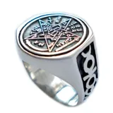 Anel Tetragrammaton Pentagrama Prata