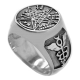 Anel Tetragrammaton Pentagrama Prata
