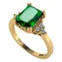 Anel Vintage Clássico Esmeralda Prata 925 Dourada Ouro 18k