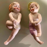 Antigo Par Bibelos Esculturas