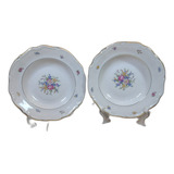 Antigo Par De Pratos Fundo Porcelana Polonesa - R 12083 A