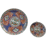 Antigo Par Prato Padrão Imari Porcelana Oriental - R 11958